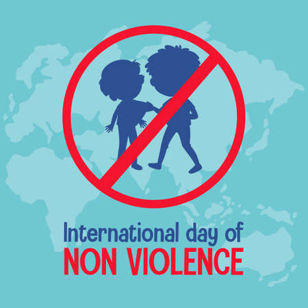 International Day of Non Violence logo with no violence forbidden sign illustrationのイラスト素材