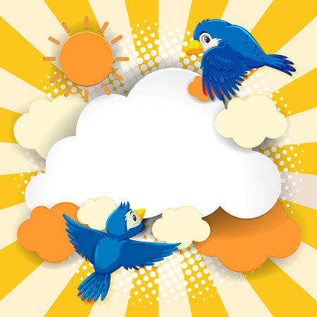 Bird fancy banner comic cartoon style illustrationのイラスト素材