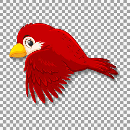 Cute red bird cartoon character illustrationのイラスト素材