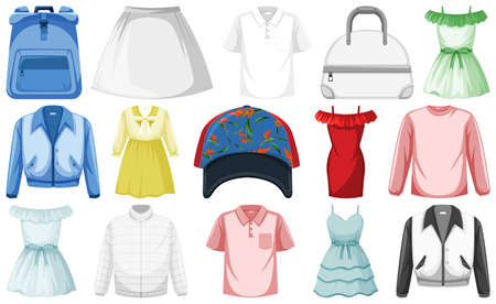 Set of fashion outfits illustrationのイラスト素材