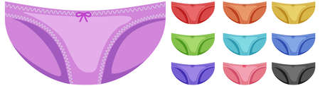 Set of cute underwear different color illustrationのイラスト素材