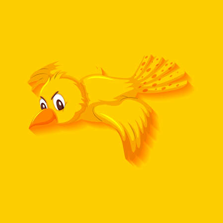 Cute yellow bird cartoon character illustrationのイラスト素材