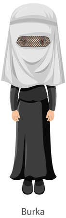 A woman wearing Burka Islamic traditional veil cartoon character illustrationのイラスト素材