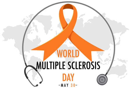 World Multiple Sclerosis Day logo or banner on world map background illustrationのイラスト素材