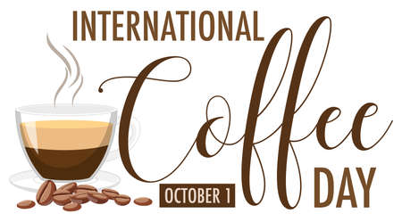 International coffee day letter banner illustrationのイラスト素材