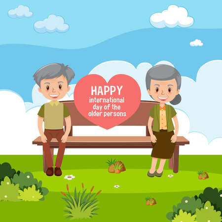 International day of older persons banner illustrationのイラスト素材