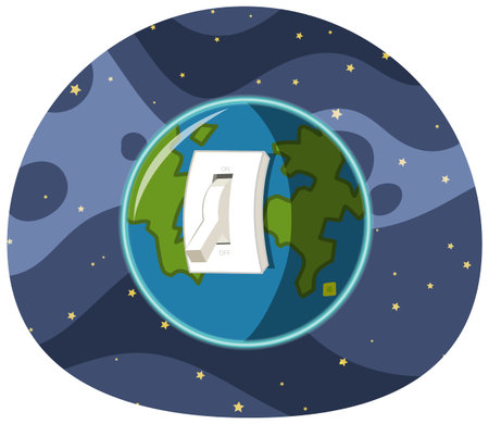 Earth Hour campaign logo or icon turn off your lights for our planet 60 minutes illustration