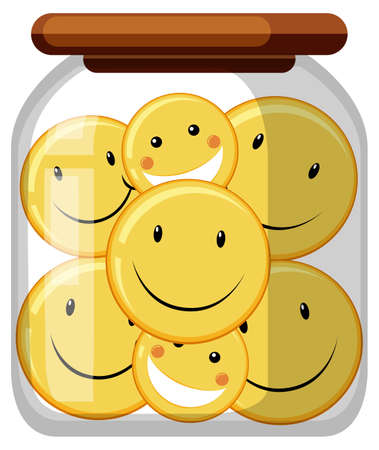 Smile emoticon in the glass jar illustrationのイラスト素材