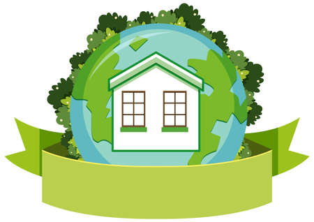 Round globe banner isolated illustrationのイラスト素材