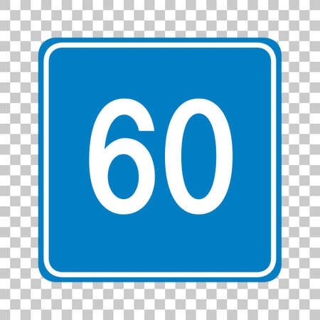Blue minimum speed limit 60 road sign isolated on transparent background illustrationのイラスト素材