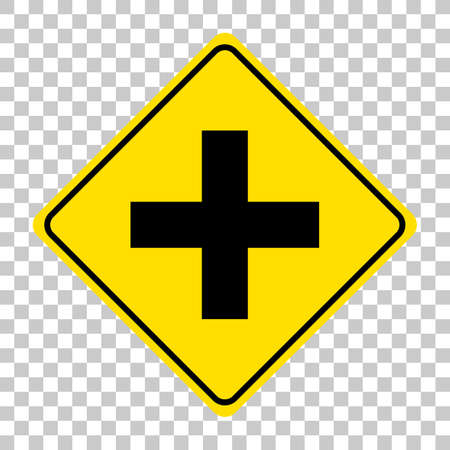 Yellow traffic warning sign on transparent background illustrationのイラスト素材