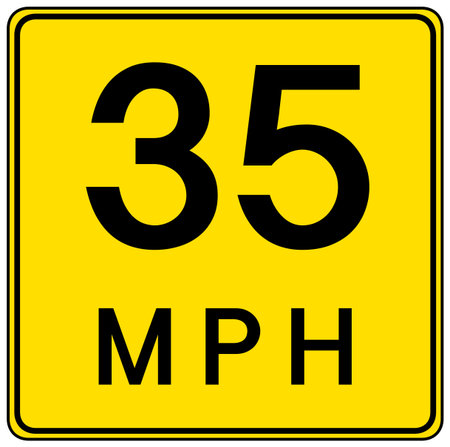 35 MPH sign isolated on white background illustration