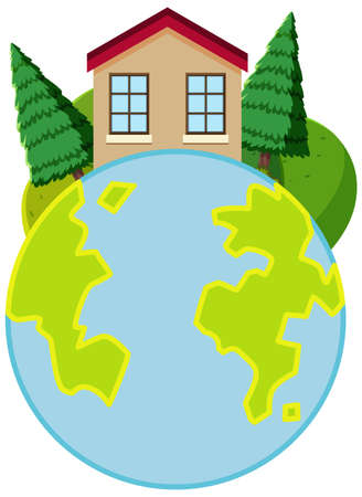 House on the blobe illustrationのイラスト素材