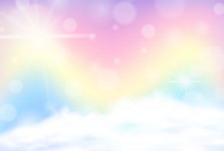 Rainbow pastel blurred sky background illustrationのイラスト素材