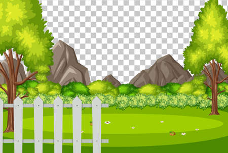 Blank nature park in the city scene landscape on transparent background illustrationのイラスト素材