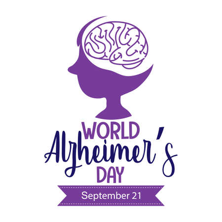 World Alzheimer's Day  banner with brain silhouette illustrationのイラスト素材