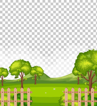 Blank nature park scene landscape on transparent background illustrationのイラスト素材