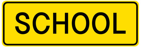 School yellow sign on white background illustration