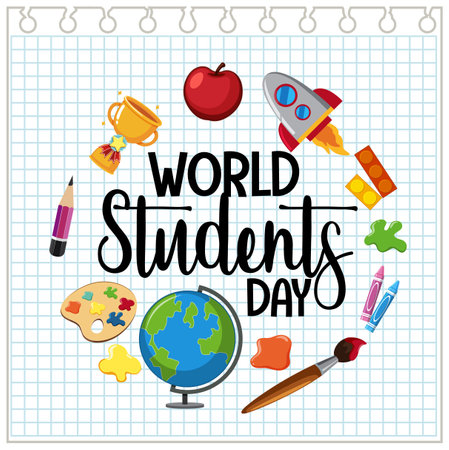 World student day icon illustrationのイラスト素材