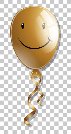 Smile on golden balloon isolated on transparent background illustrationのイラスト素材