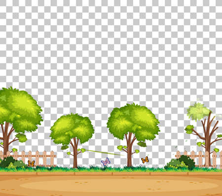 Blank nature park scene on transparent background illustrationのイラスト素材