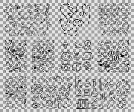 Set of object and symbol hand drawn doodle on transparent background illustrationのイラスト素材