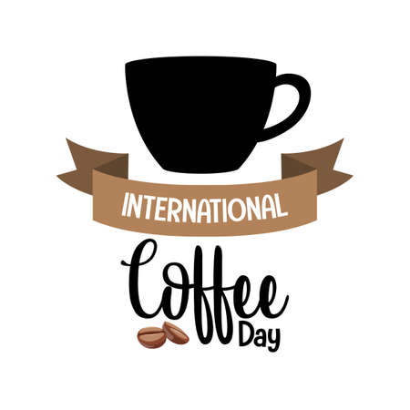 International coffee day letter banner illustrationのイラスト素材