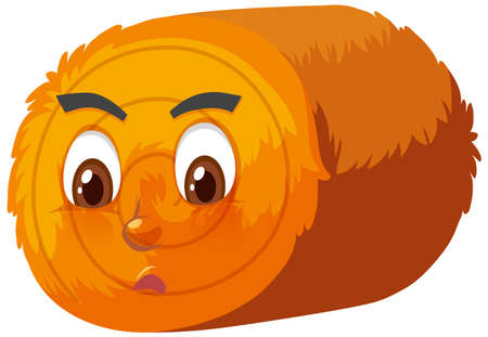 Round hay bale cartoon character with facial expression illustrationのイラスト素材
