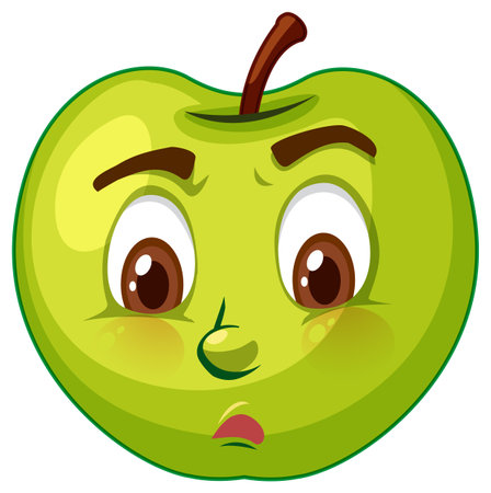 Apple cartoon character with facial expression illustrationのイラスト素材