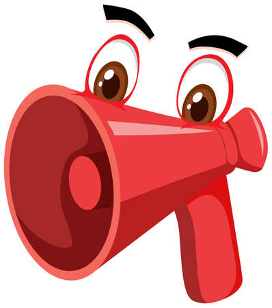 Megaphone cartoon character with facial expression illustrationのイラスト素材