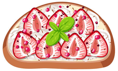 Top view of bread with fruit topping illustrationのイラスト素材