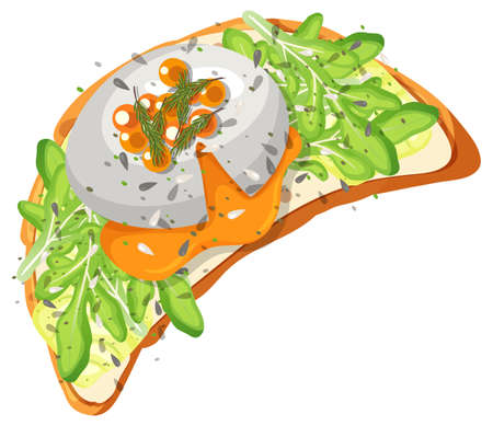 Top view of bread breakfast with topping illustrationのイラスト素材