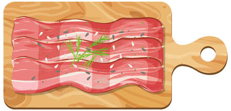 Bacon on a wooden cutting board isolated illustrationのイラスト素材