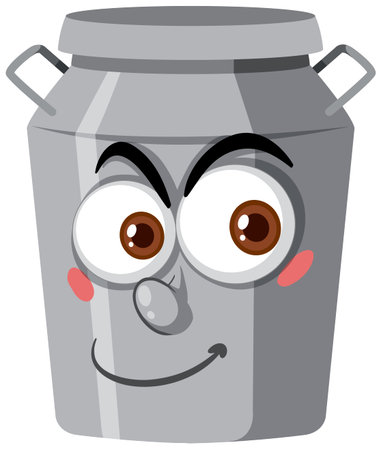 Milk container with face expression on white background illustrationのイラスト素材