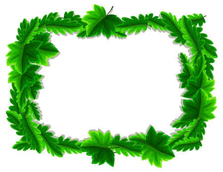 Green leaves frame template illustrationのイラスト素材