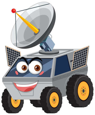 Spacecraft cartoon character with face expression on white background illustrationのイラスト素材