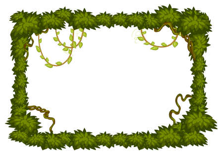 Blank banner with jungle tree elements frame template illustrationのイラスト素材