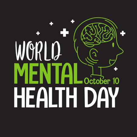World Mental Health Day banner or logo isolated on white background illustration