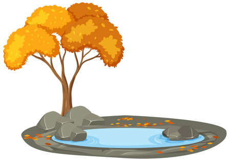 Isolated autumn tree on white background illustrationのイラスト素材