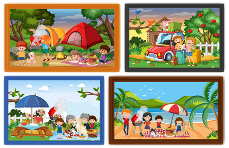 Set of different family photo frames illustrationの写真素材