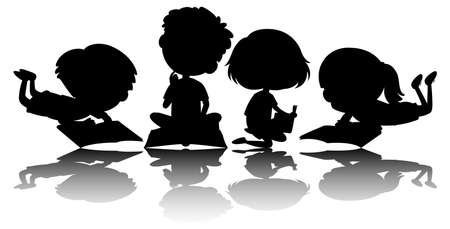 Set of kids silhouette with reflex illustrationの写真素材