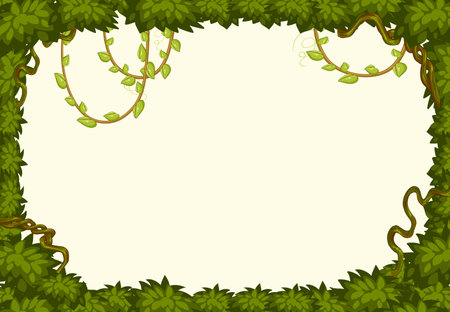 Empty background with jungle tree elements illustrationのイラスト素材