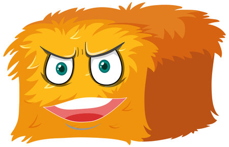 Bale of hay with face expression on white background illustrationのイラスト素材