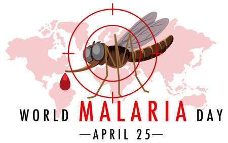 World Malaria Day with mosquito on world map illustrationのイラスト素材