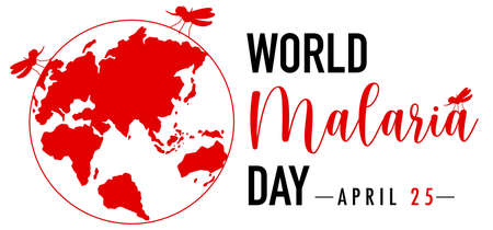 World Malaria Day with mosquito on the earth sign illustrationのイラスト素材