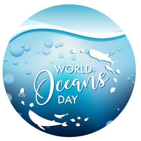 World Ocean Day banner isolated illustrationのイラスト素材