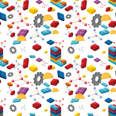 Block learning seamless background illustrationのイラスト素材