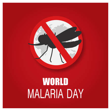 World Malaria Day logo or banner with no mosquito sign illustrationのイラスト素材