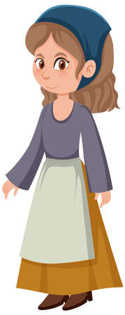 Female medieval historical cartoon characters illustrationのイラスト素材