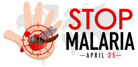 World Malaria Day logo or banner with mosquito illustrationのイラスト素材